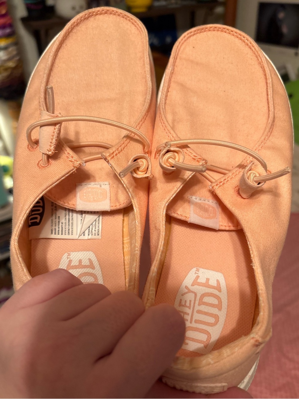 Hey Dude Light Peach Canvas Slip-Ons Size Women’s 7